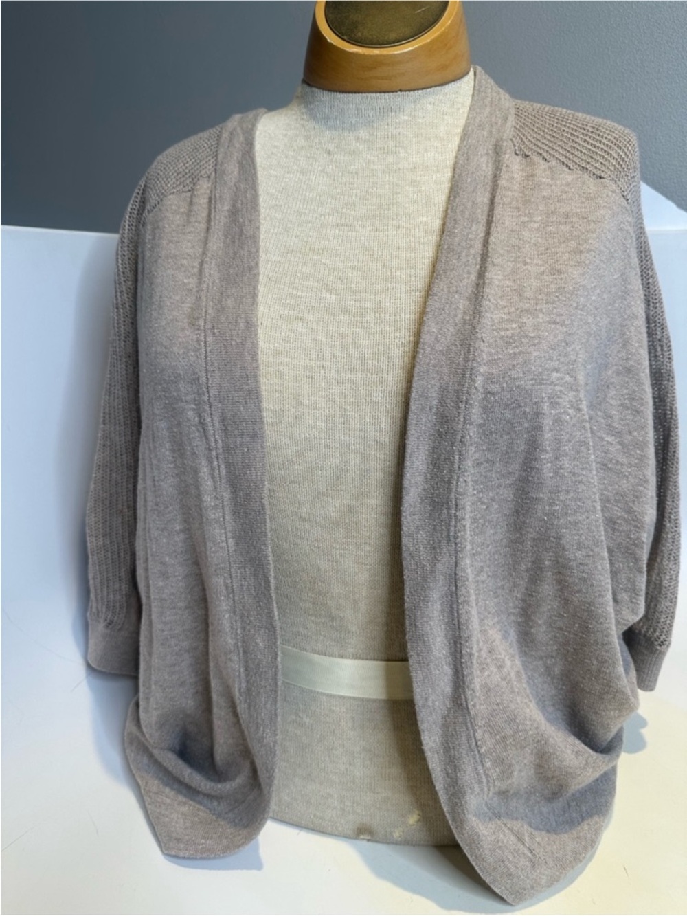 a.n.a Light Taupe Open-Front Women's Cardigan
